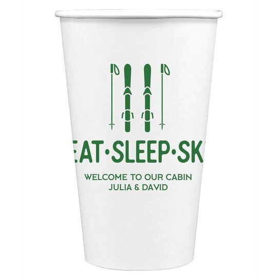 Eat Sleep Ski Paper Coffee Cups
